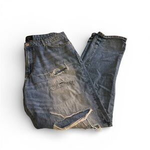 Men's Distressed Blue Jeans